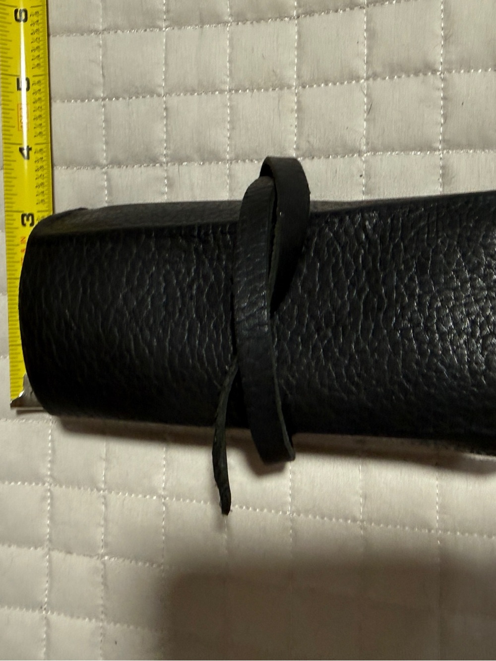 Black Leather eyeglass Roll-Up Travel Pouch case